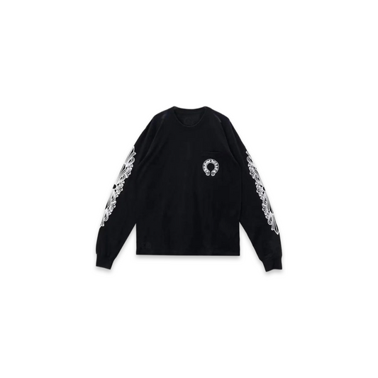 Chrome Hearts Horseshoe Long-Sleeve T-Shirt Black/White