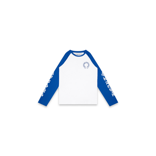 Chrome Hearts Long-Sleeve Horseshoe Baseball Tee 'White/Blue'